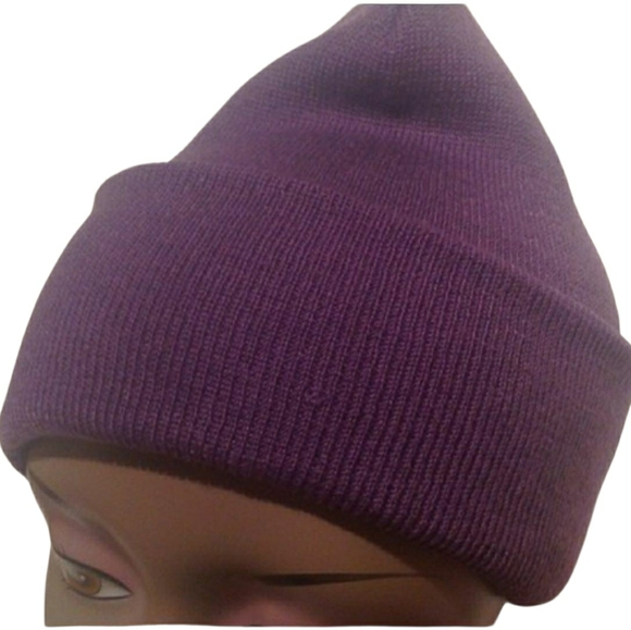 LONG CUFF PURPLE BEANIE - Picture 2 of 4